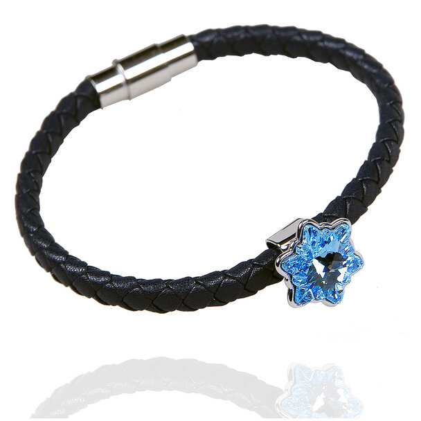 картинка Браслет плетеный с голубым кристаллом Swarovski