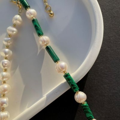 картинка Ожерелье "Malachite and pearls"