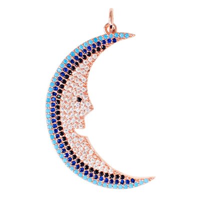картинка Подвеска Луна с разноцветными цирконами