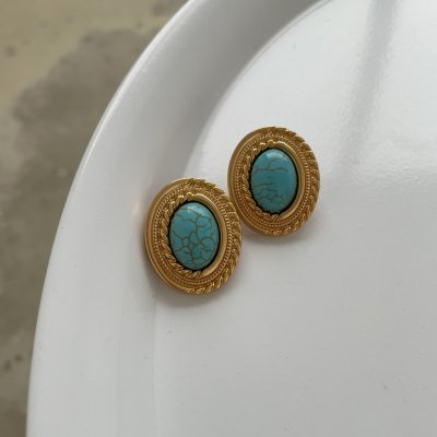 картинка Серьги "Бирюзовый диск"