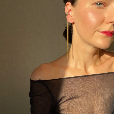 картинка Серьга каффа золото с цепью