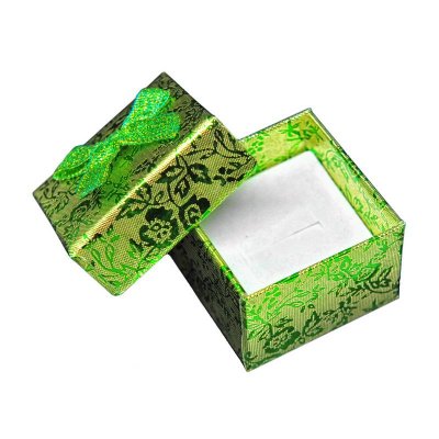 картинка Коробка подарочная под кольцо зеленая "Цветы"